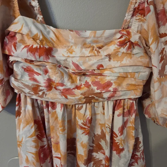 Abercrombie & Fitch Women's Emerson Floral Puff Sleeve Mini Babydoll Dress Sz S - Picture 6 of 15